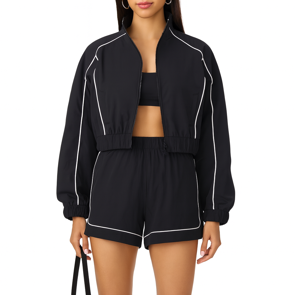 New Passos Women’s Reflective Crop Tracksuit Set